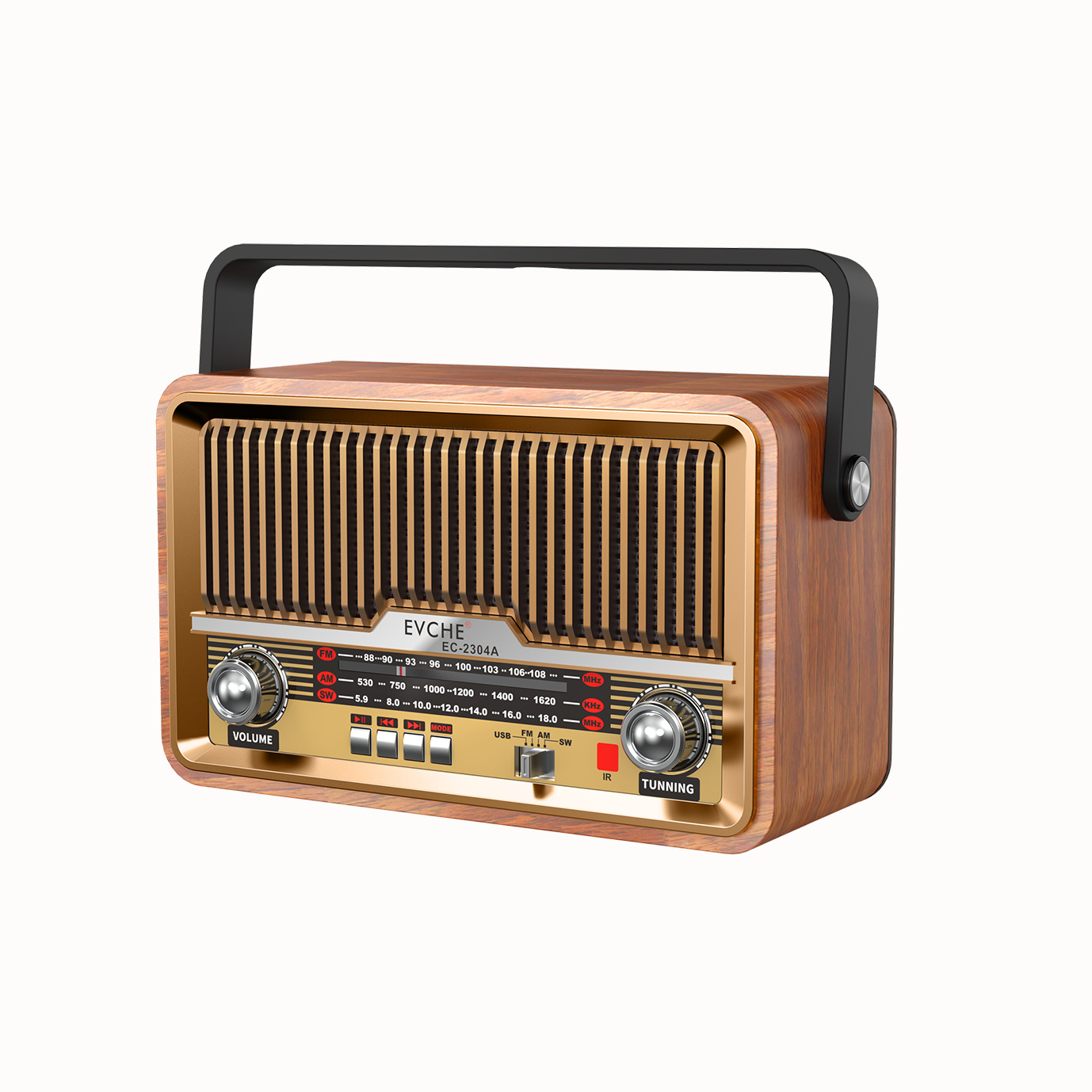 Fábrica de comercio exterior madera radio de banda completa reproductor de tarjetas Bluetooth control remoto retro portátil EC - 2304A image 4