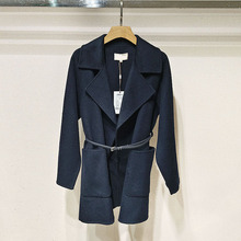 1件起批2025冬女装 XRJ7D09D系腰带双面呢中长款毛呢大衣S250905