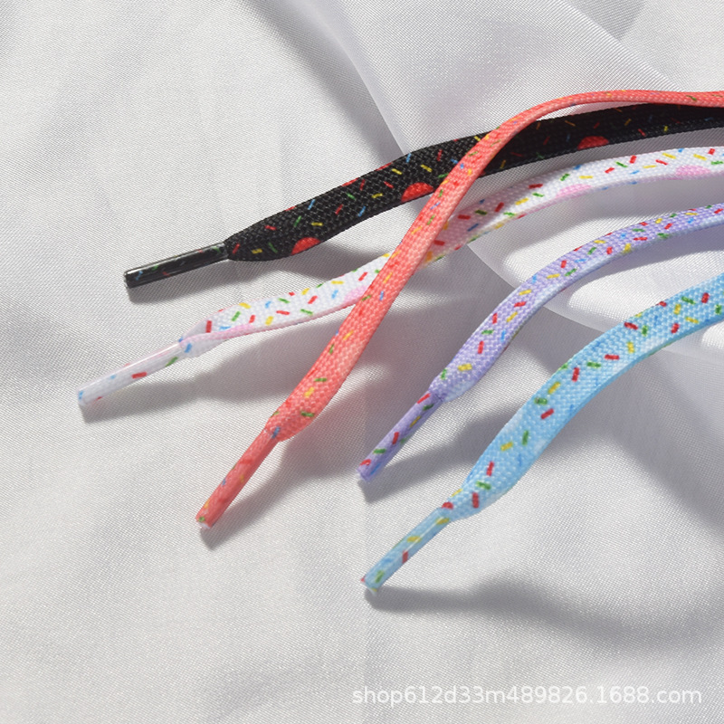 New wholesale popcorn print shoelaces af1 Air Force One small white shoes canvas shoes aj1 men and women shoelace accessories