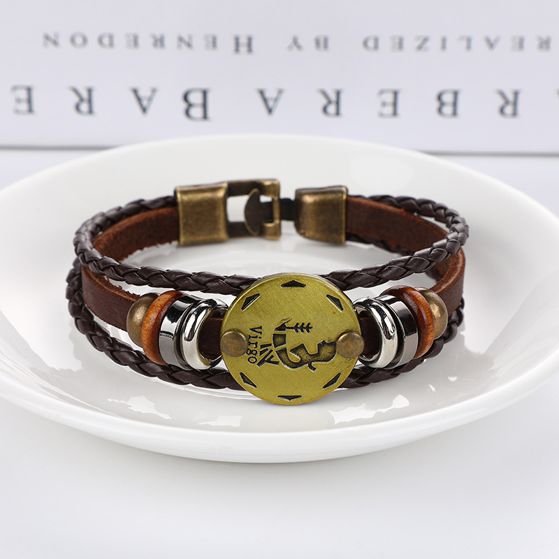 Estilo japonés vintage ropa de trabajo al aire libre pulsera 12 constelación pulsera tejida popular de los hombres pulsera vintage accesorios de desgaste