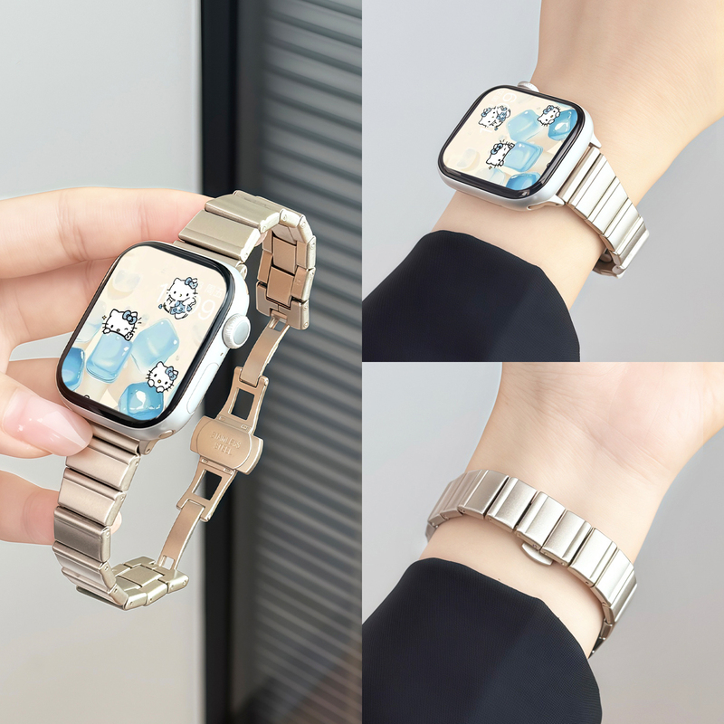 Summer New Model Suitable for Apple Watch S11 Strap iWatch Women's Model S10 Metal Chain Style Super Nice Looking S9 Breathable