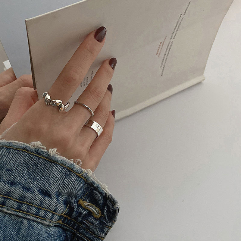 Anello aperto regolabile minimalista in argento massiccio 925_voghion.com