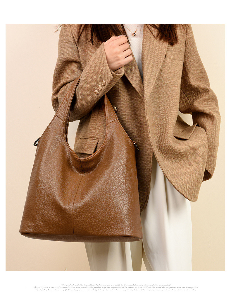 Borsa da donna, borsa nera grande, nuova borsa tote da donna, borsa versatile sotto le ascelle, borsa a tracolla monospalla di grande capacità_voghion.com