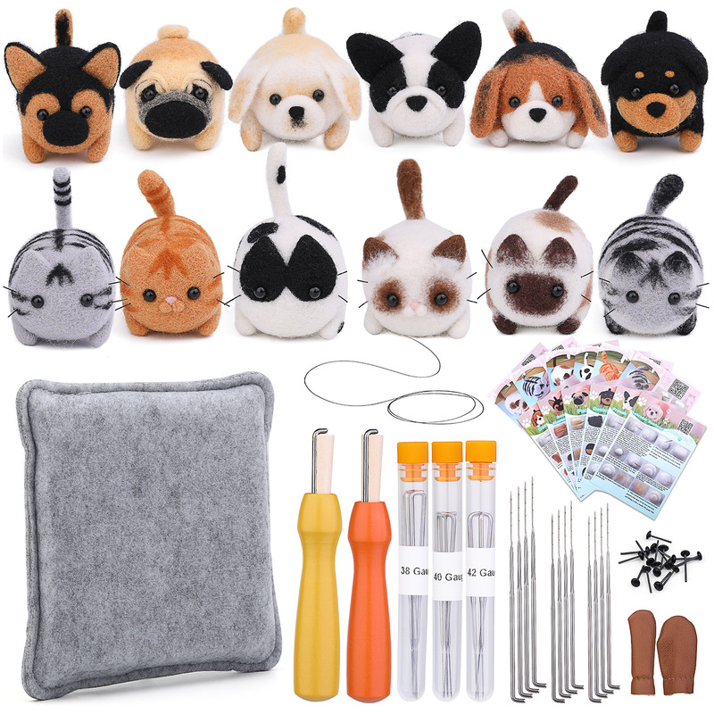 Cross-Border Hot-Selling Wool Felt Needle Felting Handmade DIY Backpack Animal Pendant Material Package Set