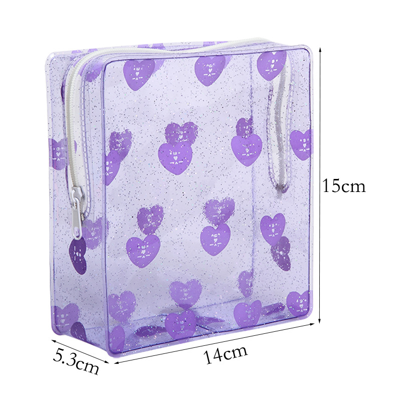 pvc金葱粉立体拉链袋便携式化妆品洗漱用品收纳包幻彩镭射拉链包