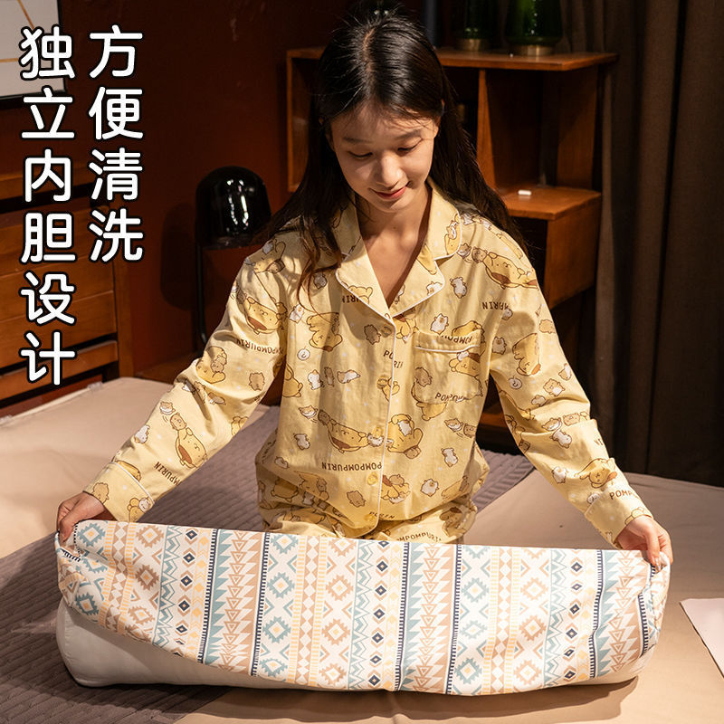 老粗布凉感长条枕抱枕女生睡觉神器夹腿侧睡专用大人圆柱可拆洗夏|undefined