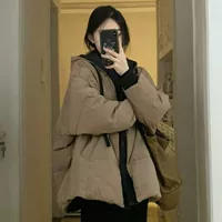 2024 зимний новый хлопковый пиджак женский американский ретро с капюшоном свободный дикий дизайн ощущение утолщения теплый хлопчатобумажный костюм