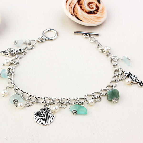 Sapphire ankle bracelet pearl for yoga