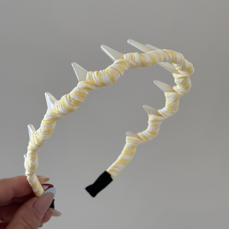 ドーパミンカラーチェック柄生地巻き取りヘアクリップヘアクリップ大容量シャーククリップヘアアクセサリー|undefined