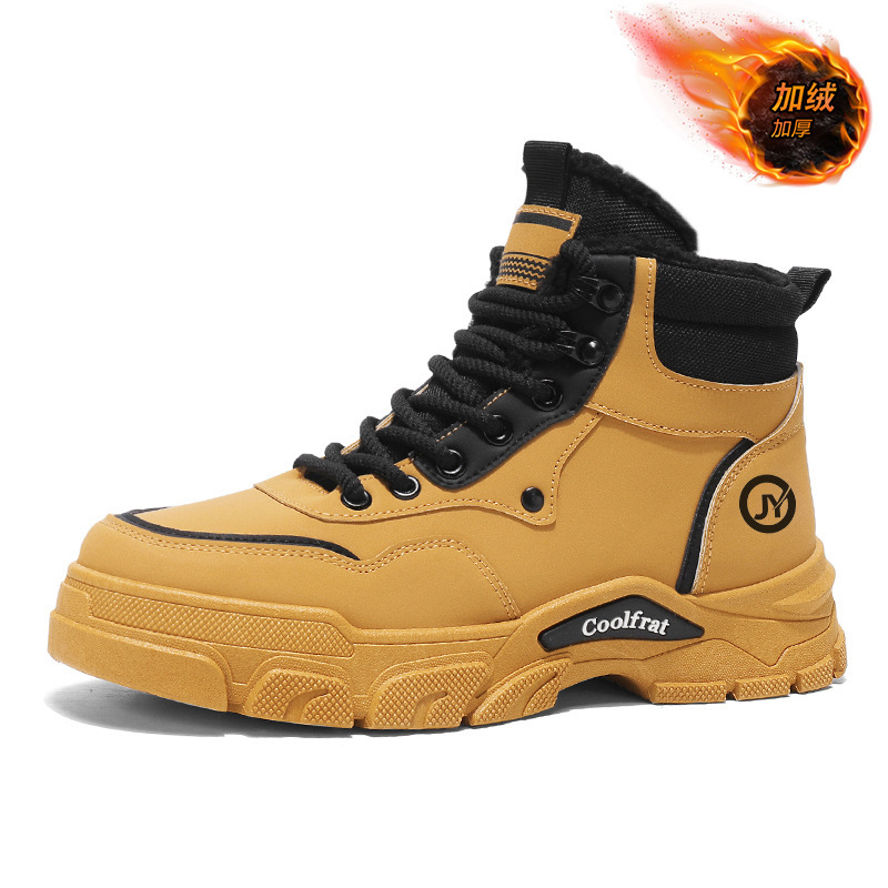 Men's Winter Fleece-Lined High-Top Martin Boots, British Style Retro Versatile Work Shoes, Thick-Soled, Extra Thick Warm_vogvips.com