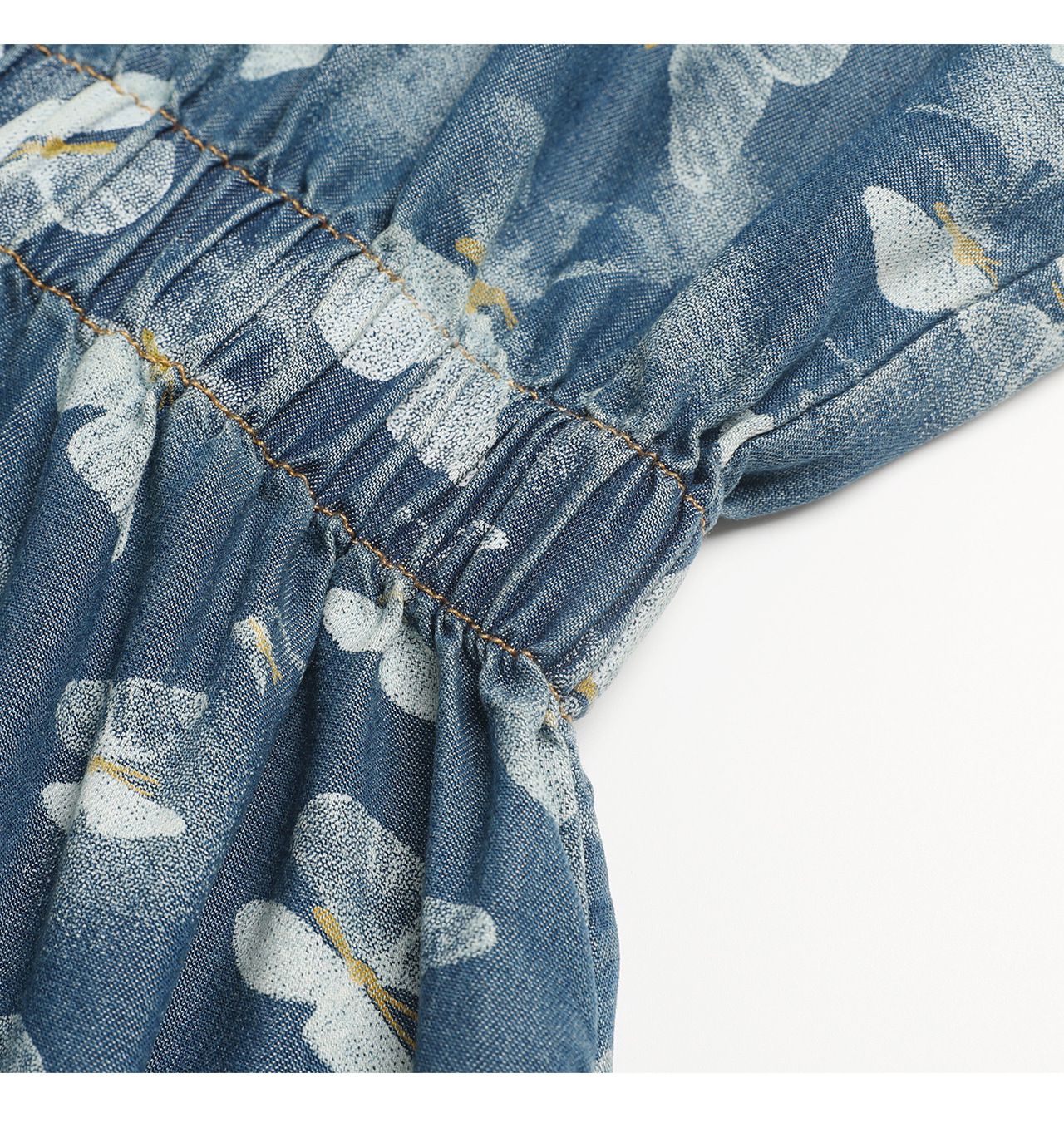 Đầm maxi nữ in họa tiết hoa bướm chất denim nhẹ thắt eo — Cao bồi xanh chi tiết 21