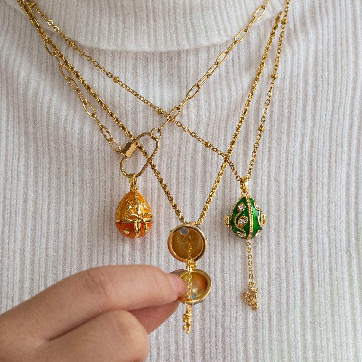 Colorful Easter Egg Pendant Necklace For Festive Occasions_voghion.com