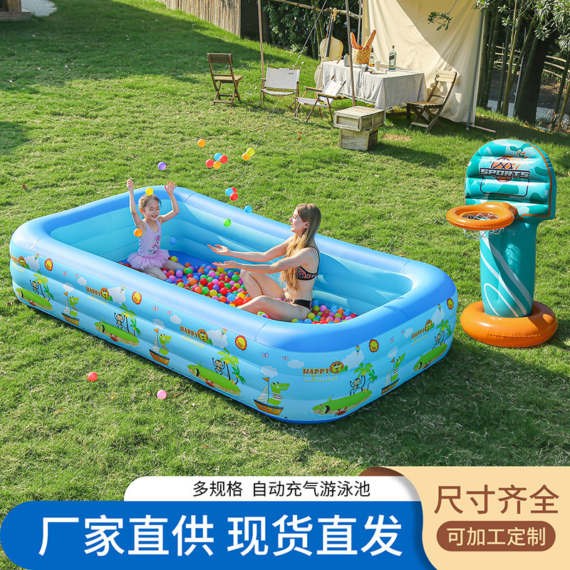 Nueva piscina inflable, baño plegable al aire libre para adultos con estampado azul y blanco grueso, piscina para bebés