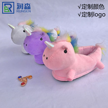 2021卡通彩虹马可爱棉拖鞋居家保暖平底防滑带跟毛绒棉鞋定制批发