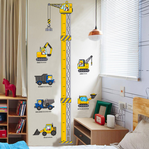 2024 New Engineering Vehicle Height Sticker for Children's Room Background Decoration, Kindergarten and School Eco-Friendly Wall Sticker Manufacturer