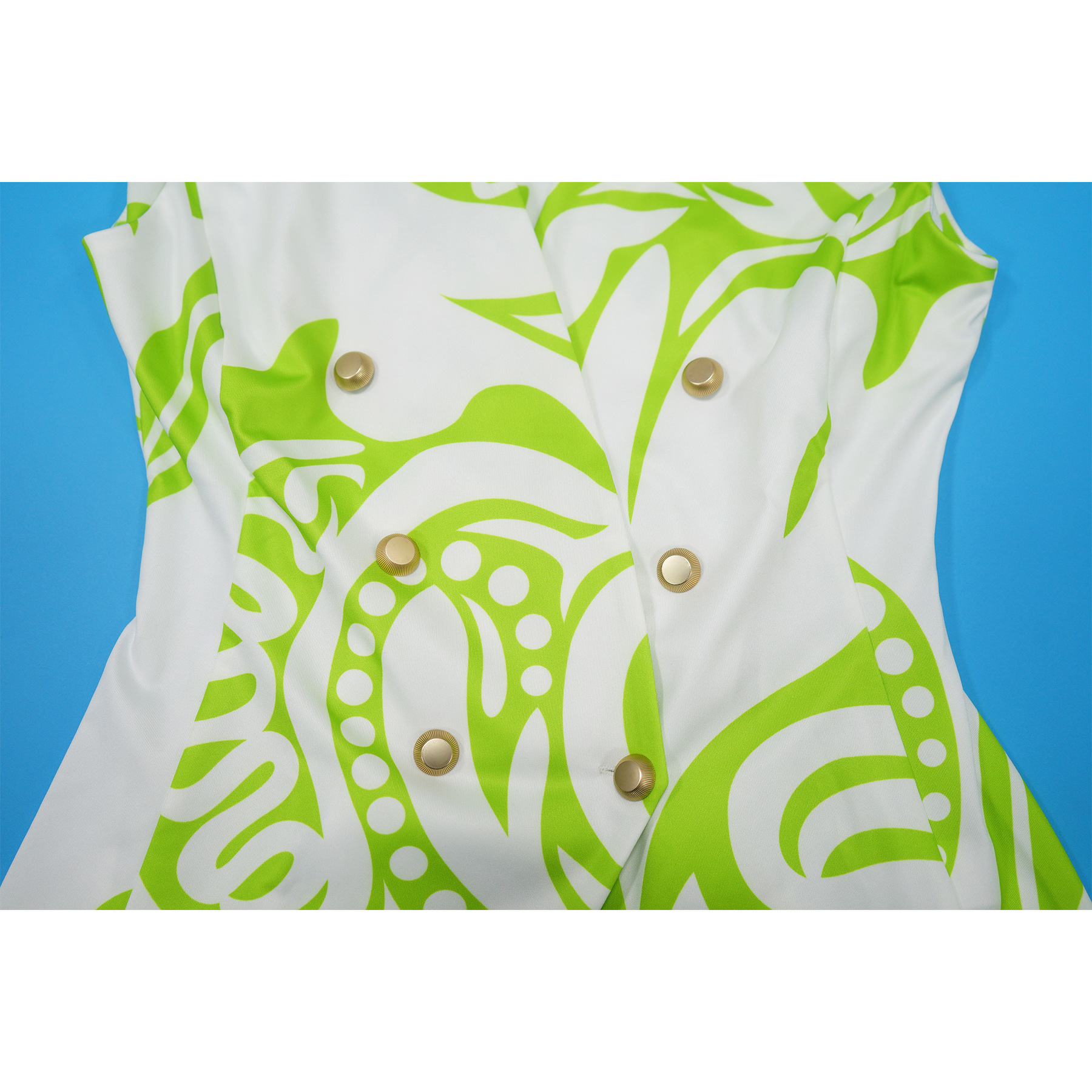 Ensemble blazer sans manches et short imprimé géométrique femme_voghion.com