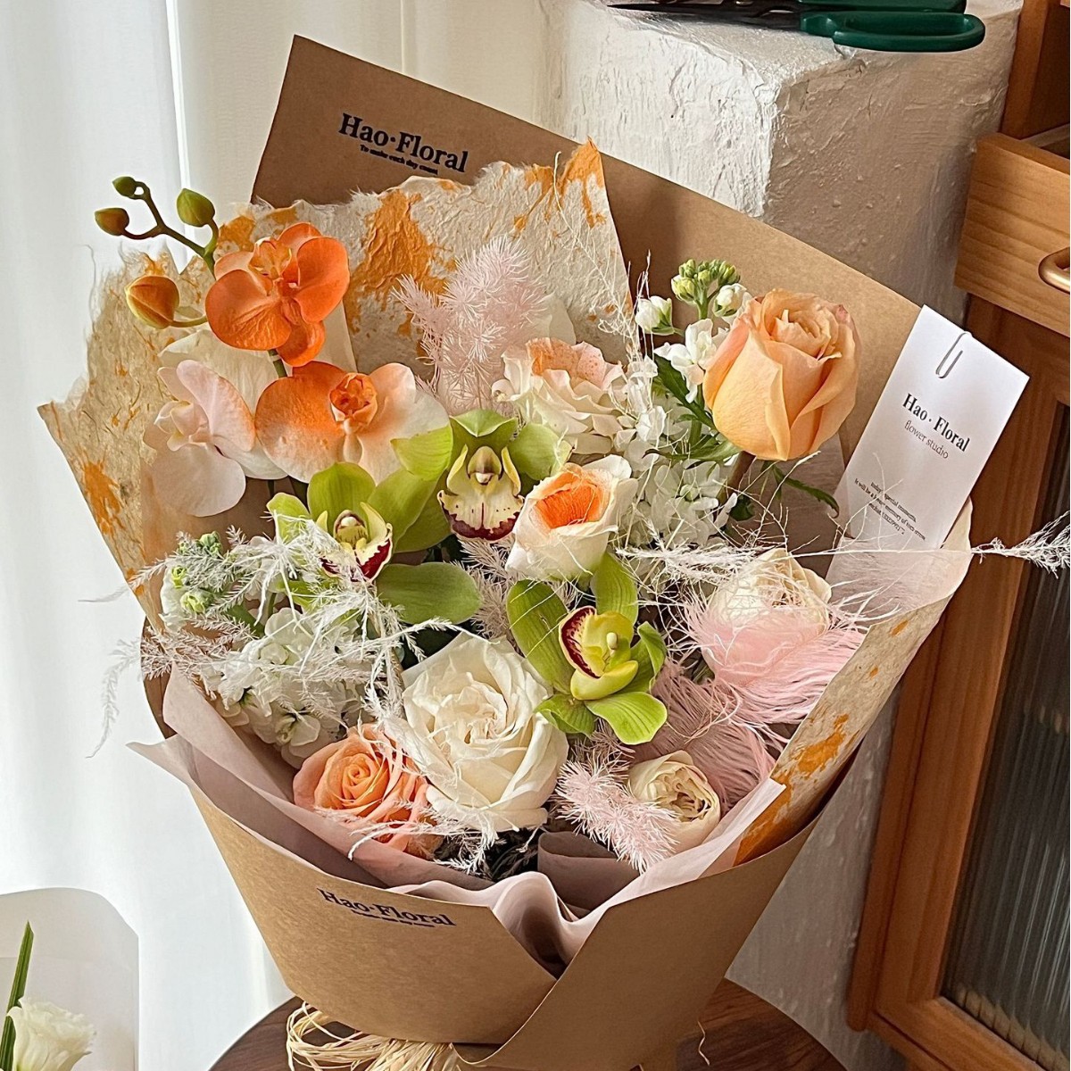 花店花束包花纸logo纯白无覆膜进口特种纸手揉不破好塑型包装纸