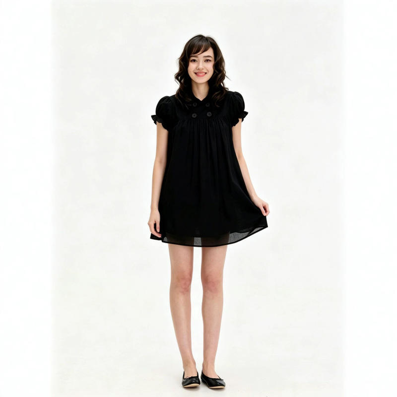 Veryrrme 【Same Style as Sister Teng】Doll Collar Puff Sleeve Mini Dress Veryrrme 【Same Style as Sister Teng】Doll Collar Puff Sleeve Mini Dress