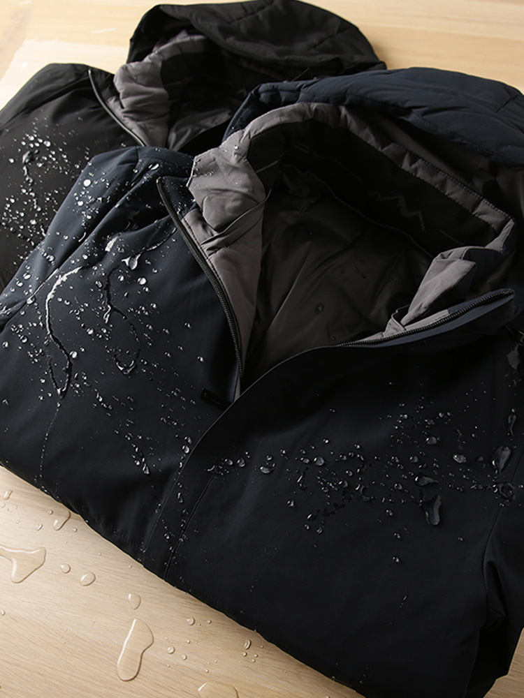 Blanco ganso abajo chaqueta de los hombres a prueba de viento cálido cuello desmontable 90 terciopelo tres-prueba tela abrigo de invierno Y8865