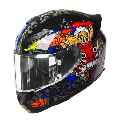 Four-Season Helmet, Foreign Trade | Motorcycle Safety Supplies - qk111-lion-dance-black-frame-with-clear-lenses-s