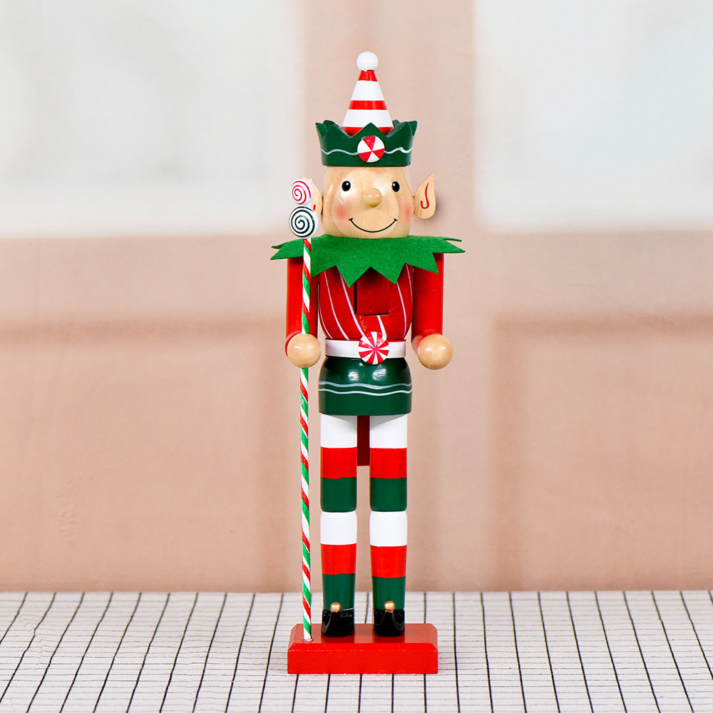 Nuevo producto 38cm hombre de nuez de madera 15in inventario creativo de Navidad dulces payaso hombre de marionetas de color