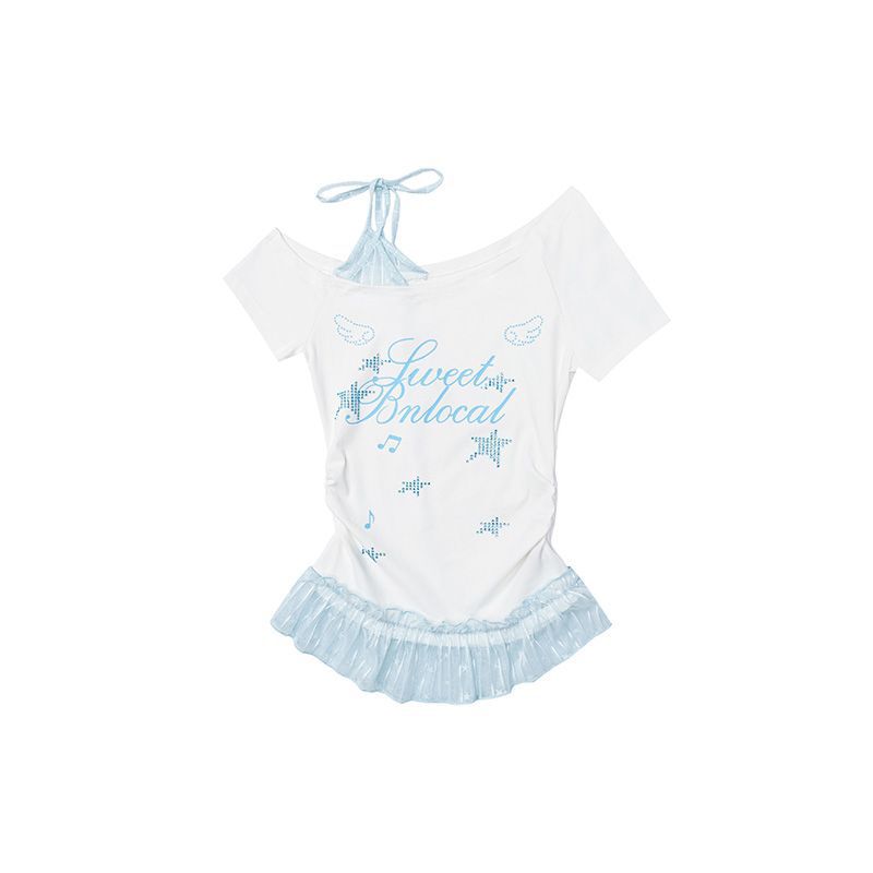 【Little Tianba】26 Summer In-Stock American Retro Hot Girl Cute Fun Design Short Sleeve T-Shirt for Women 【Little Tianba】26 Summer In-Stock American Retro Hot Girl Cute Fun Design Short Sleeve T-Shirt for Women