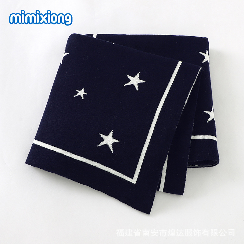 Ins venta caliente primavera nueva estrella de cinco puntas jacquard bebé manta bebé cochecito cubierta edredón