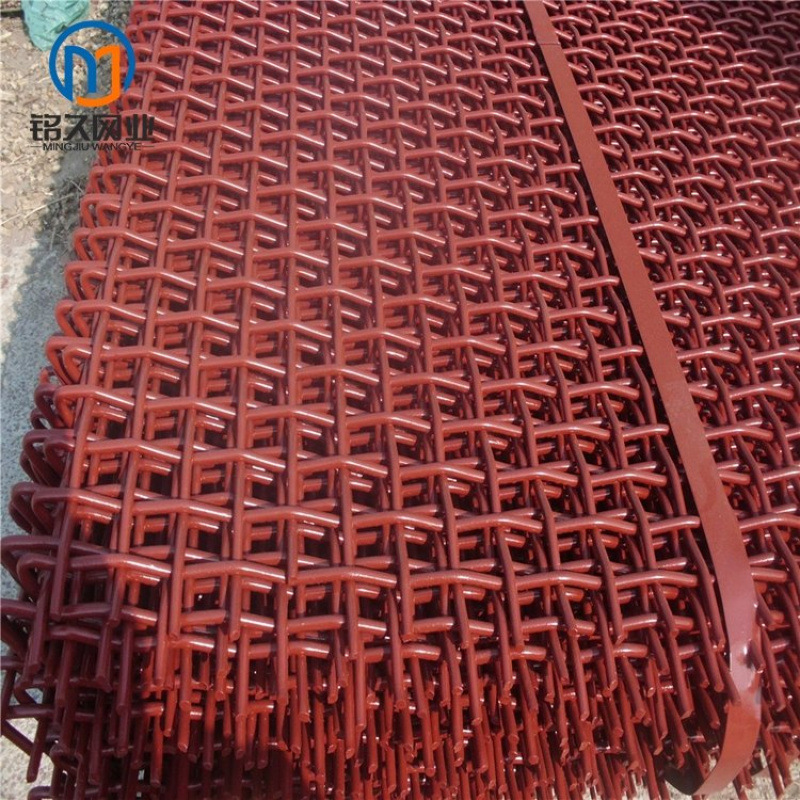 煤矿支护钢丝网 黑钢丝编织轧花网 异型铁丝网 锰钢耐磨筛良好恒