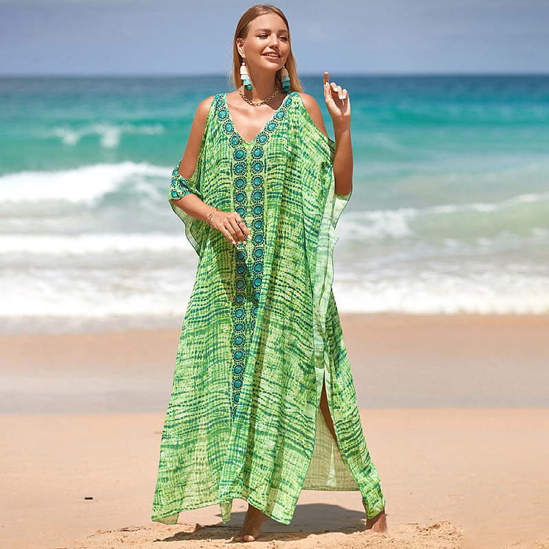 2022 nuevo vestido largo bohemio playa cubrir ropa de playa de vacaciones bikini traje de baño abrigo cubrir YX02