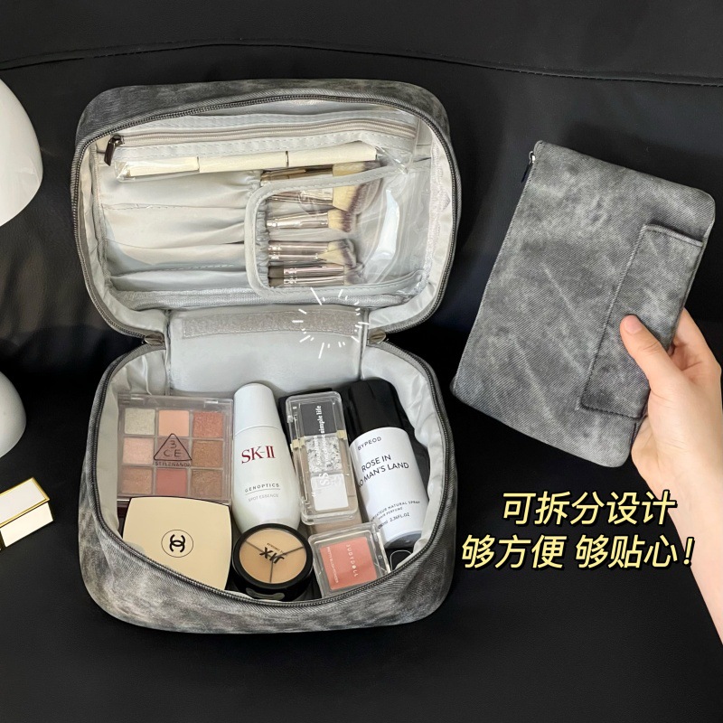 Bolsa de maquillaje para mujeres 2024 nuevo 2 - en - 1 de alto valor de almacenamiento de gran capacidad de estilo europeo simple bolsas de artículos de higiene de viaje