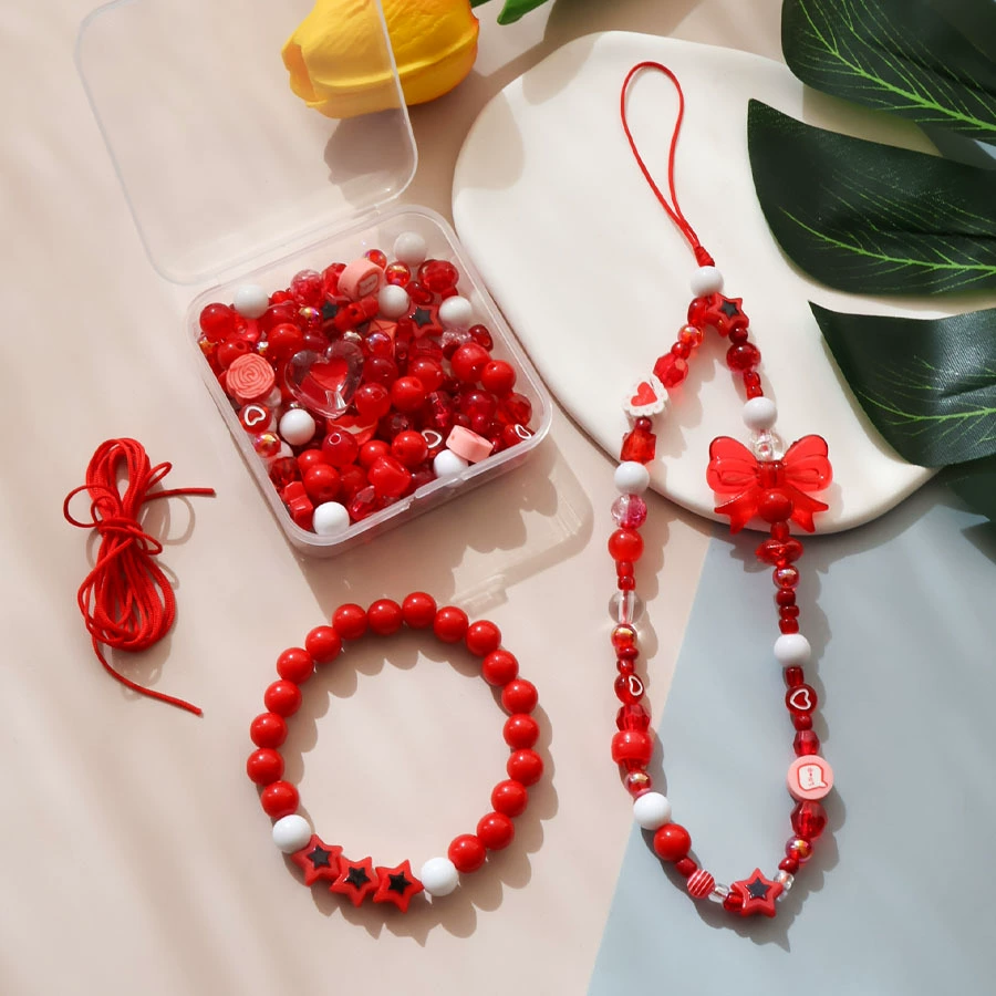 Beaded Bracelet Phone Charm, Mixed Beads Strap, Assorted Colors, 6 cm Pendant