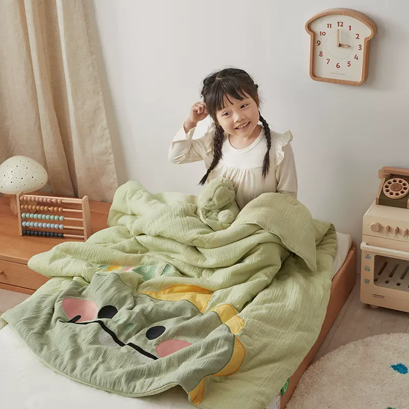 全棉皱皱纱布儿童空调被幼儿园午睡婴儿小被子夏季薄款宝宝夏凉被
