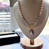 Necklace from pearl, advanced chain for key bag , pendant, high-quality style