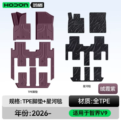 Modelə uyğun ayaqaltı Mats, Tpe26 Model Car Interior - 212t01-zhijie-v9-26-models-seven-seats-double-layered-floor-mats-rongxia-purple-tpe-black-galaxy-blanket-starlight-embellishment