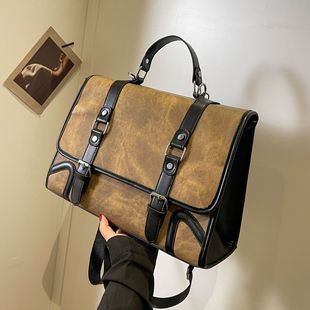 Retro contrast color backpack bag for women 2023 new versatile preppy style briefcase fashion large capacity shoulder bag