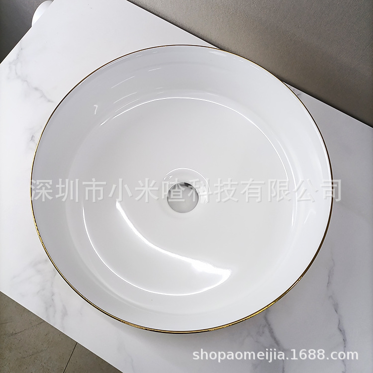 Cuenca de cerámica de oro electrodeposición, lavabo de mano de ingeniería redonda europea, lavabo de arte transfronterizo de Oriente Medio, India, Vietnam
