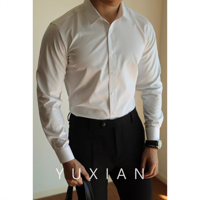 [Luxury Grade] Business Style Solid Color Shirt Men's Long Sleeve Commuter Gentleman's Casual Shirt