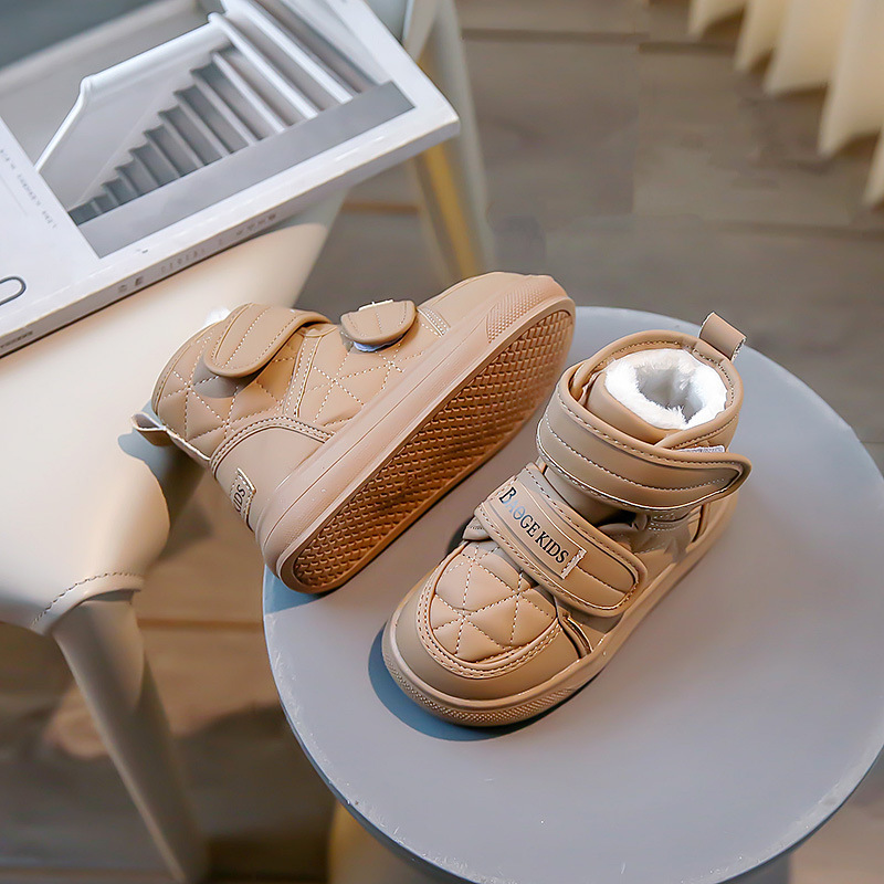 Scarponi da neve per bambini, scarpe in morbido cotone isolante, scarponi invernali medi e grandi per bambini, pane in velcro_voghion.com