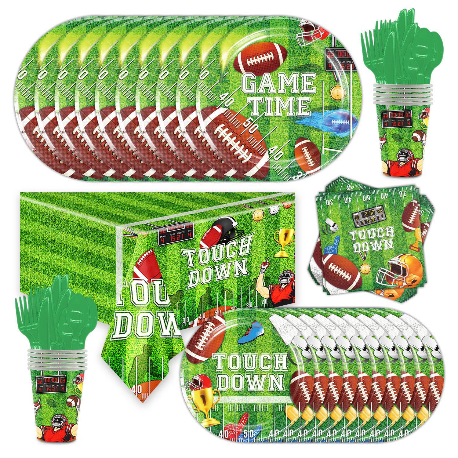 New Rugby Sports Theme Scene Decoration Disposable Paper Plate Paper Towel Tablecloth Party Tableware Set