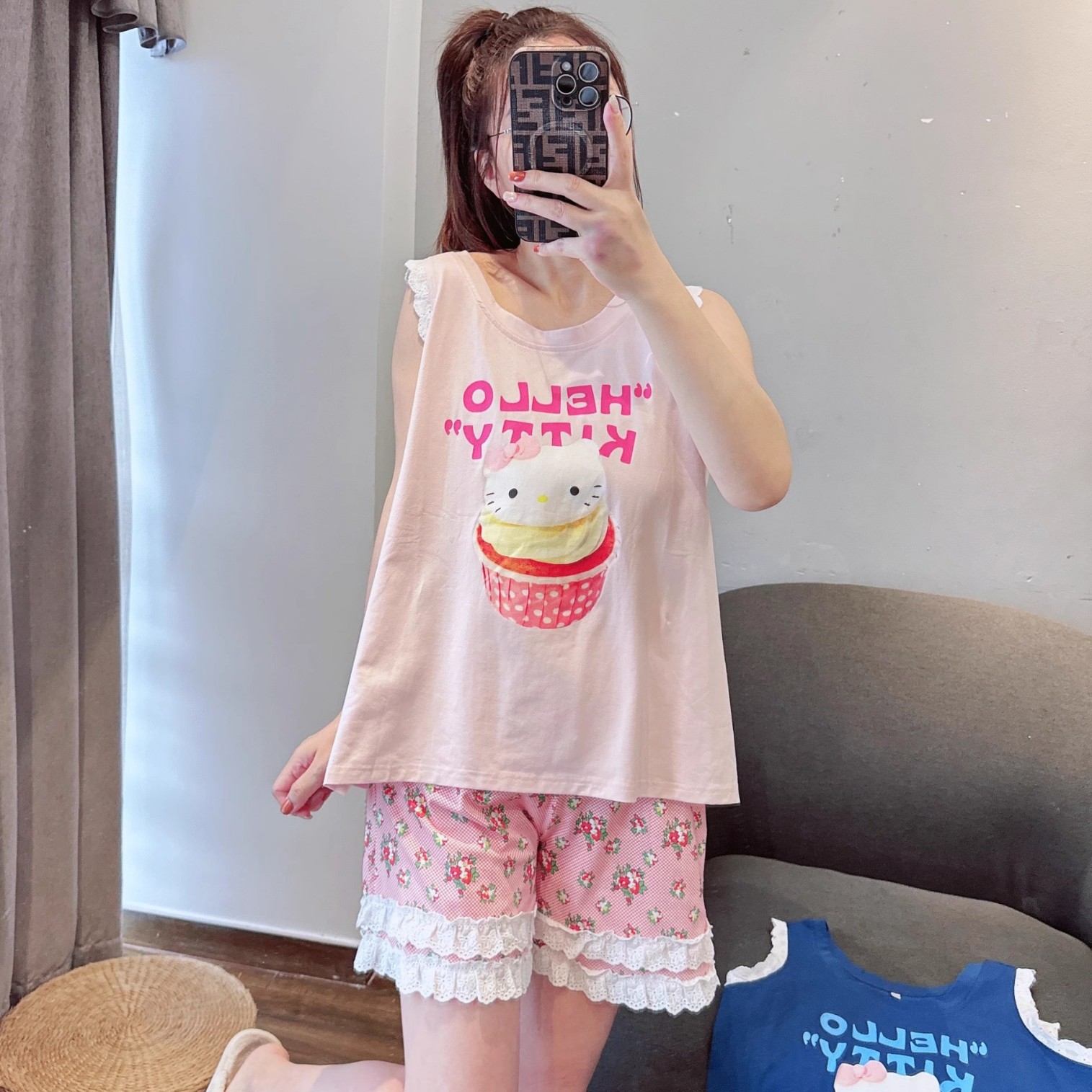 Summer New Sweet Floral Pajamas Women's Vest Shorts Casual Cartoon Home Clothes Suit Outer Wear