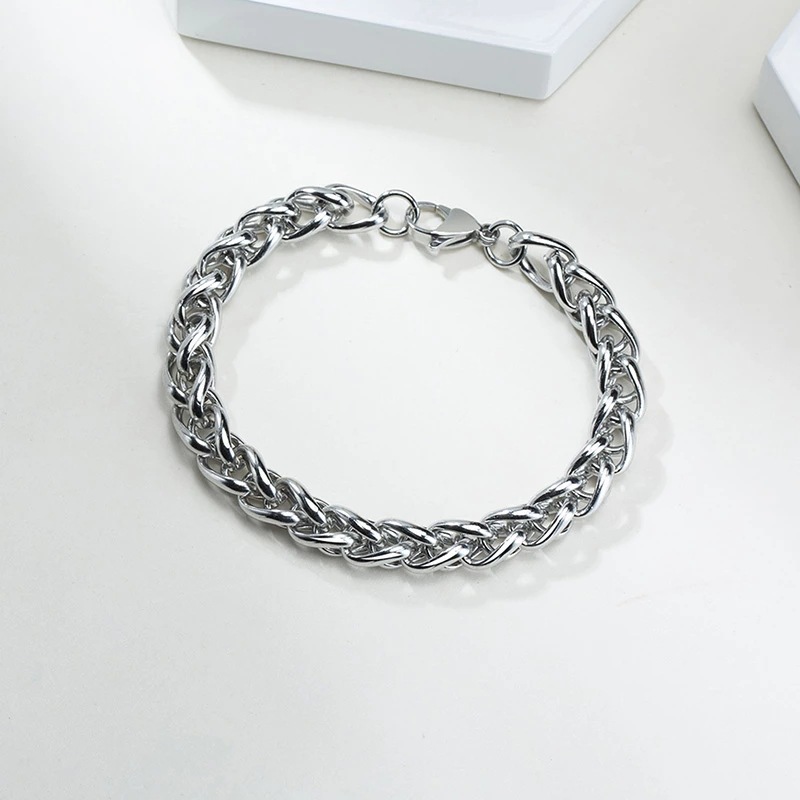 Business Occasion Fashion Geometric Titanium Steel Metal Men's Bracelets Men's Chain Bracelets