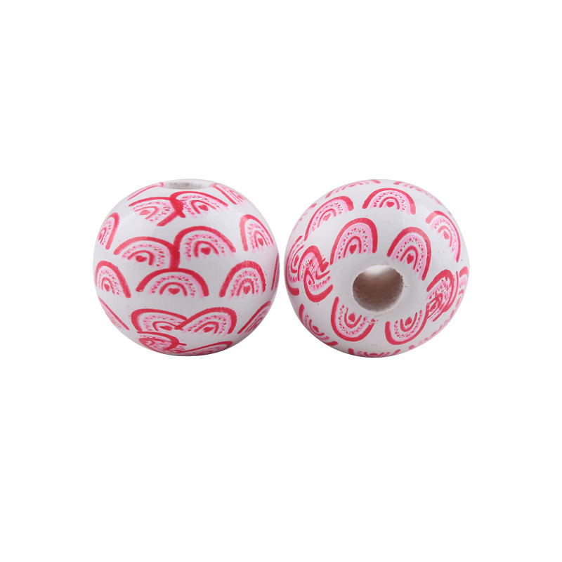 Productos para bebés Dibujos animados Madera Día de San Valentín 16mm Cuentas de madera DIY Creativa Cadena de chupete Pulsera Pulsera Pequeño accesorio