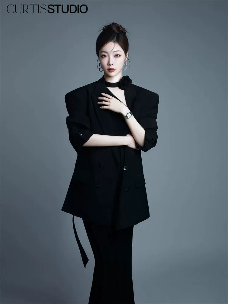 Classic suit jacket, dress, city style, photography props