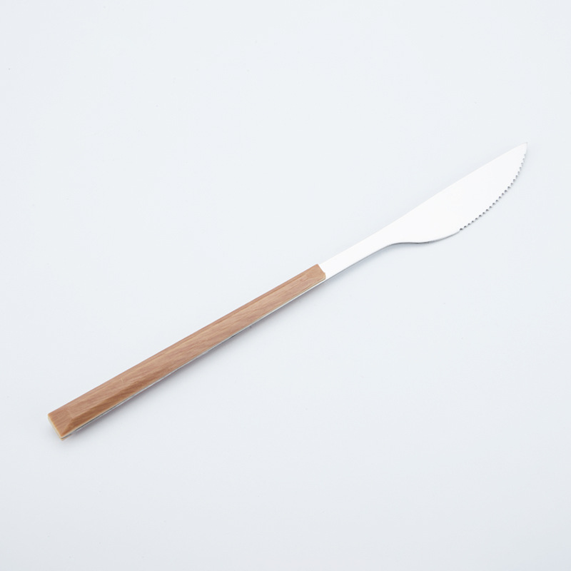 사각 손잡이 나뭇결 메인 테이블 나이프