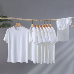 180g Japanese heavy-duty trendy brand short-sleeve t-shirt for men and women, loose round neck plain color base shirt top short T-shirt