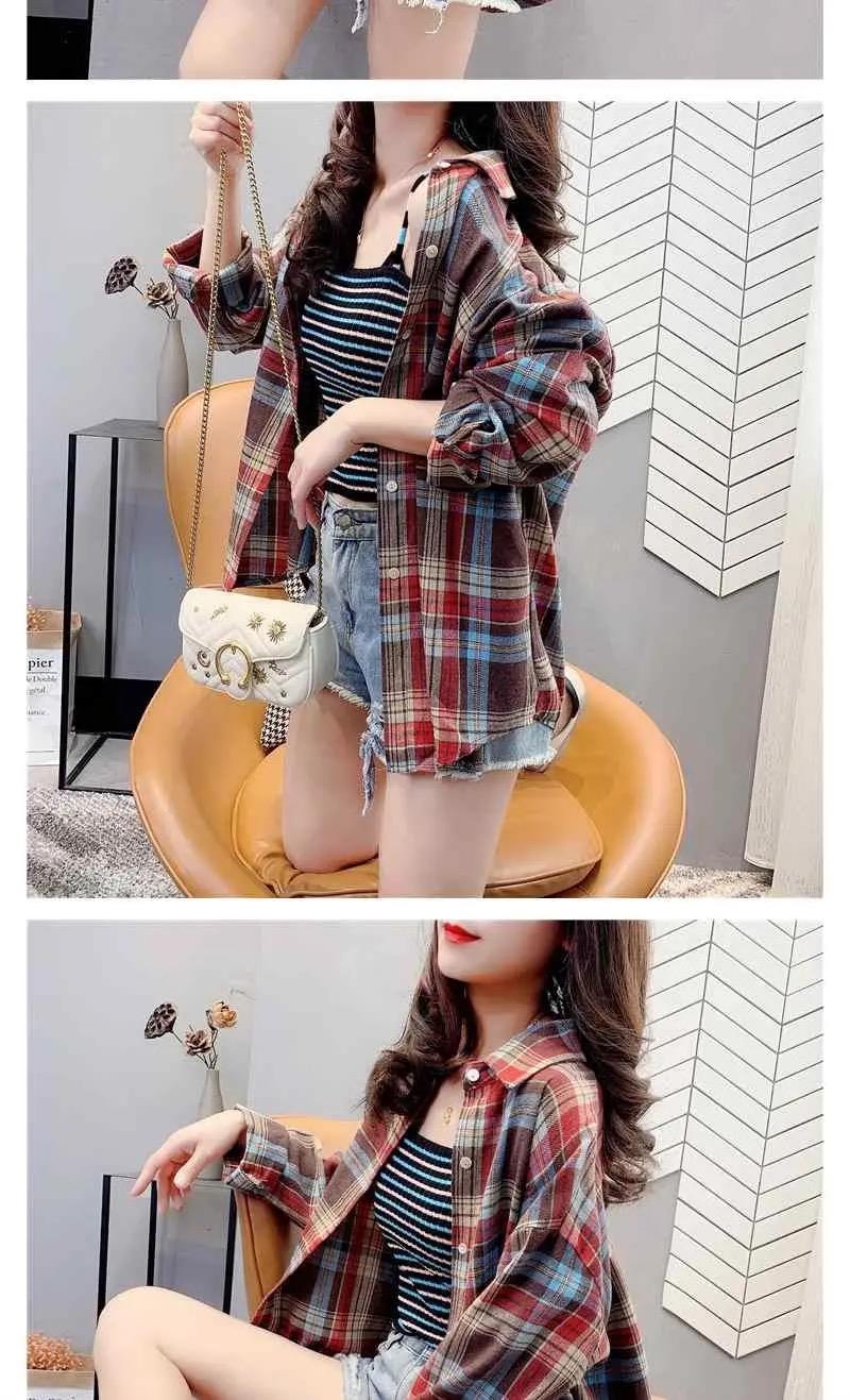 格子衣女港味大格子磨毛休闲宽松外套新款春秋装上衣百搭衬衣开衫阿里巴巴