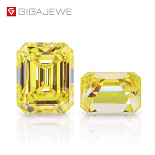 Brilliant yellow moissanite non-plated Emerald cutting certificate waist size matching jewelry production can be Wholesale