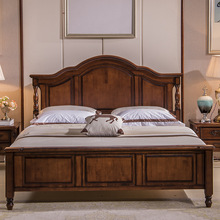 欧式婚床高箱储物床橡胶木实木床双人床美式乡村主卧室套房家具