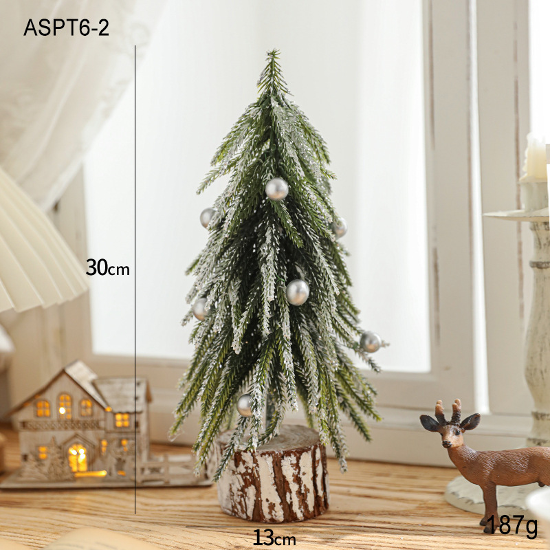Simulación de plástico verde con nieve mini fruta roja árbol de Navidad decoración de mesa decoración pequeño regalo de Navidad