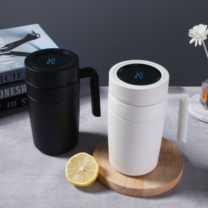 500ml taza de oficina inteligente 316 Acero inoxidable Oficina de negocios regalo taza de vacío doble capa con mango taza de regalo